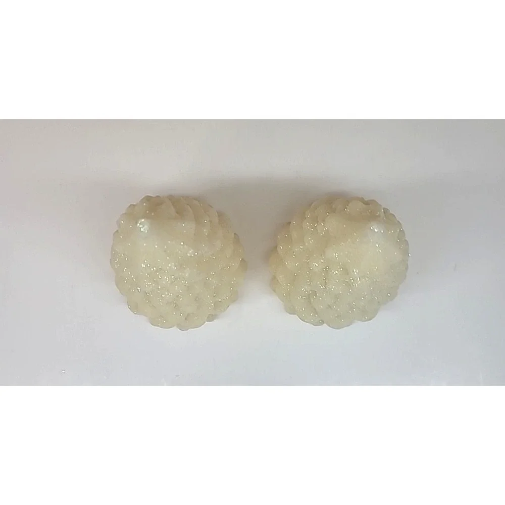 Set Of 2 Light Up Iridescent Glitter Wax Ivory Color Christmas Trees 6